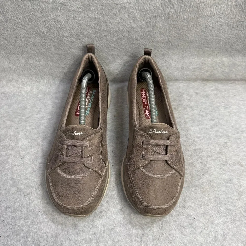Skechers Shoes Womens Size 7.5 Microburst Dark Taupe Slip On Foam Sneakers 23489